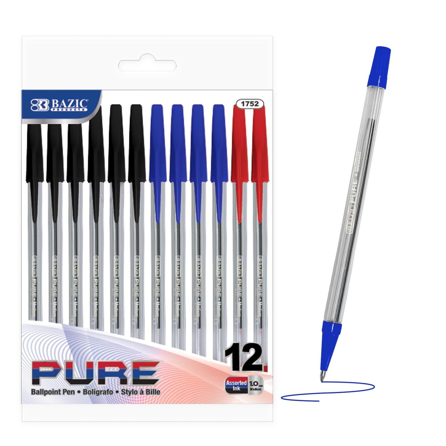 Assorted Color Stick Pen Pack of 12