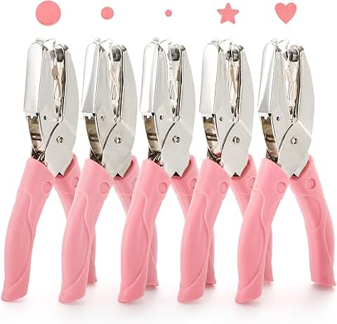 5 Pack Small Handheld Metal Hole Punches for Crafts