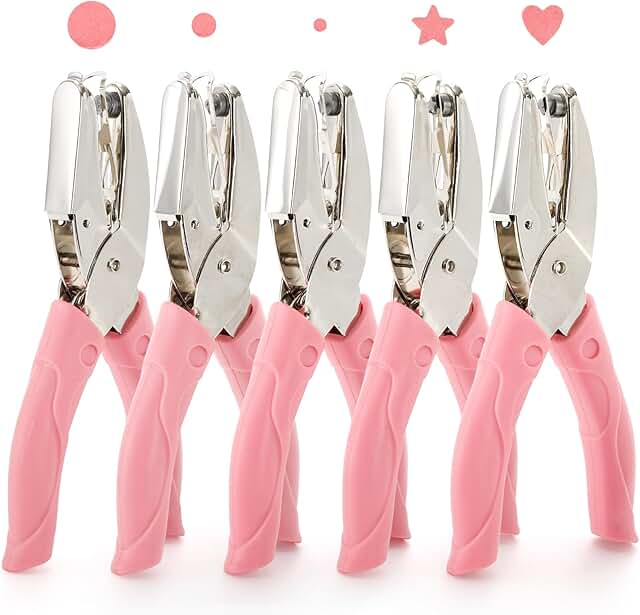 5 Pack Small Handheld Metal Hole Punches for Crafts