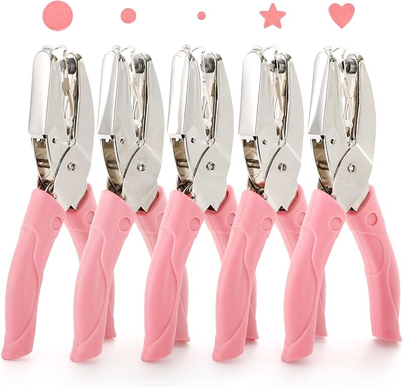 5 Pack Small Handheld Metal Hole Punches for Crafts