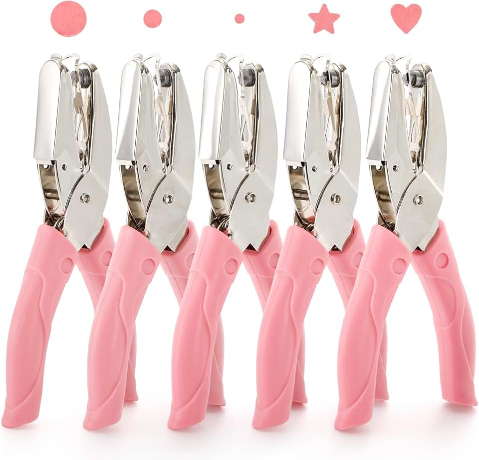 5 Pack Small Handheld Metal Hole Punches for Crafts