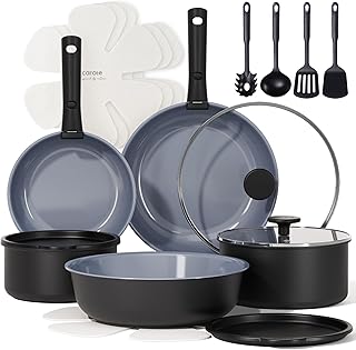 19-Piece Non-Stick Ceramic Cookware Set in Gray
