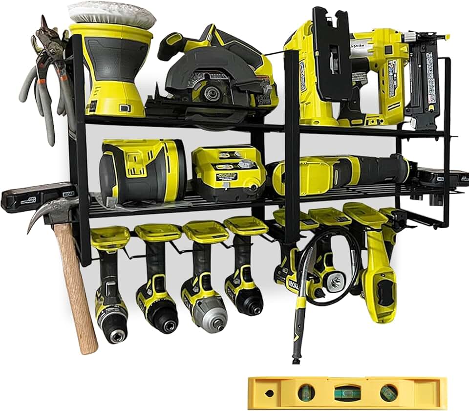 Heavy Duty Wall Mount Tool Organizer with Level