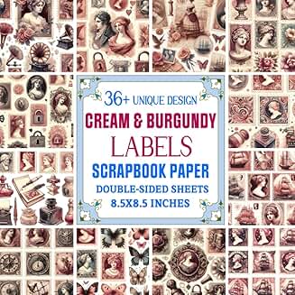 Cream and Burgundy Scrapbook Paper for Crafts