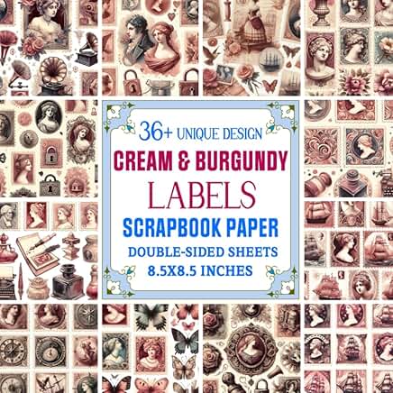 Cream and Burgundy Scrapbook Paper for Crafts