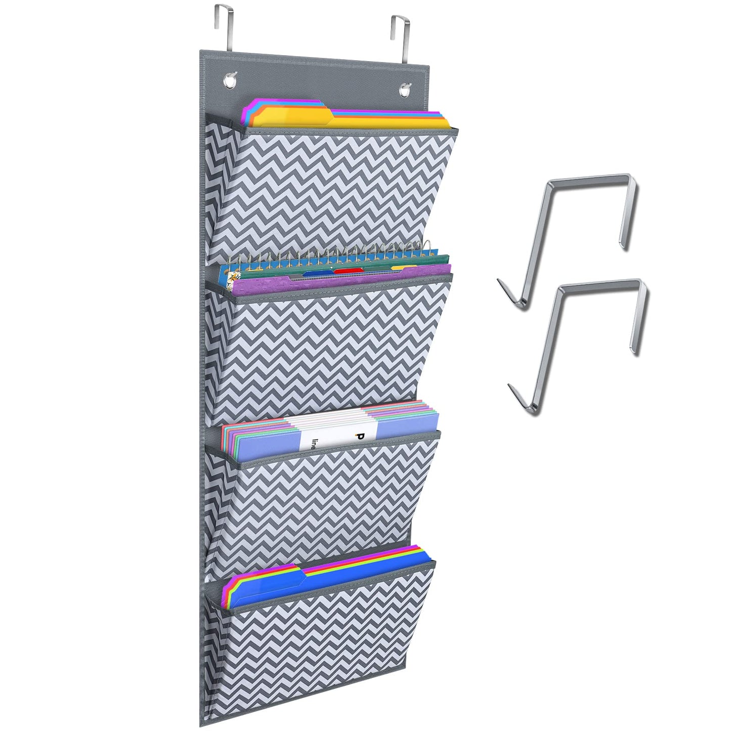 Wave Pattern Wall Mount File Organizer with Four Pockets