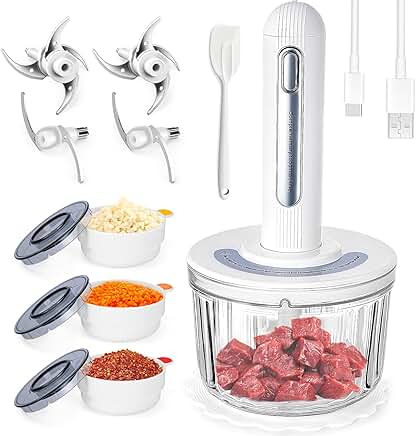 Wireless Electric Food Processor with Blades and Bowls