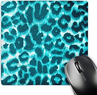 Turquoise Leopard Print Mouse Pad, 8 x 8 inches