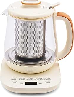 Electric glass tea kettle with temperature control and preset modes