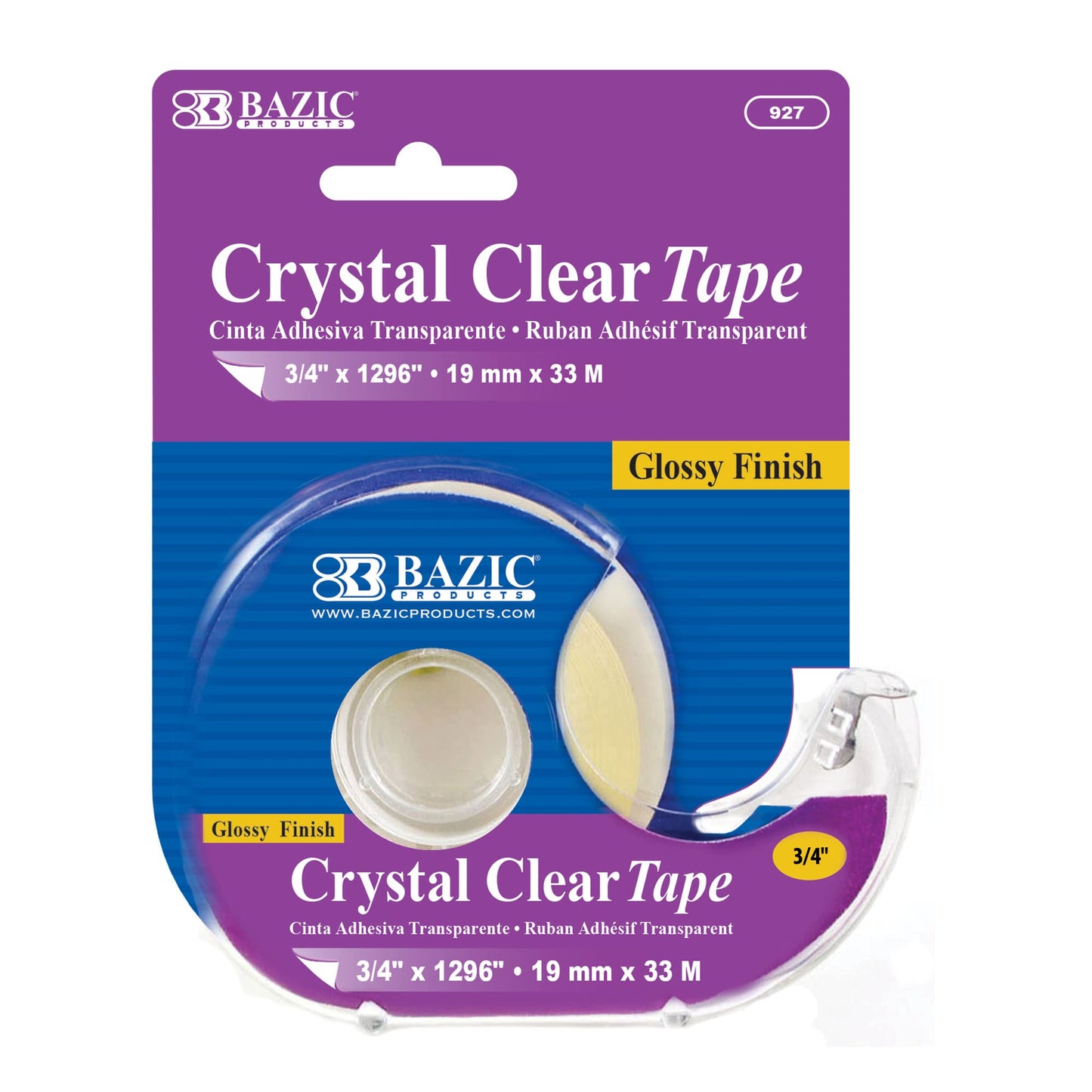 Crystal Clear Tape with Dispenser, 3/4" x 1296"