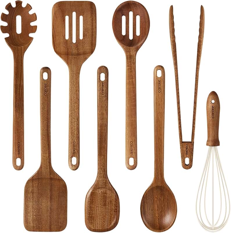 Wooden Spatula and Spoon Set for Cooking and Serving