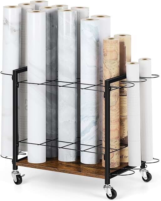 18-Slot Blueprint and Map Storage Rack with Wheels