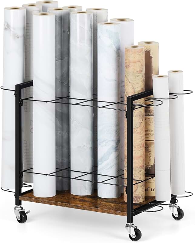 18-Slot Blueprint and Map Storage Rack with Wheels