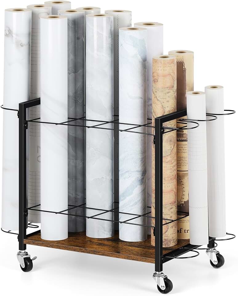 18-Slot Blueprint and Map Storage Rack with Wheels