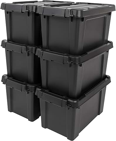 Six 5-Gallon Lockable Storage Bins with Lids