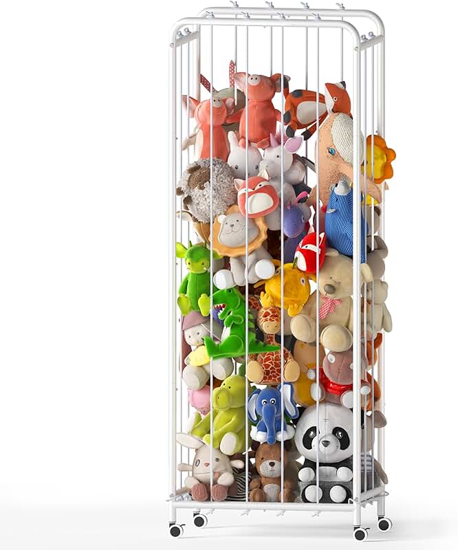 Large Metal Stuffed Animal Storage with Wheels