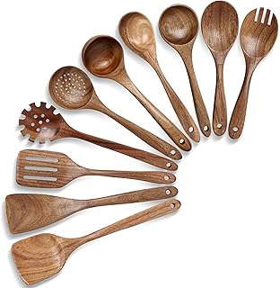 10-Piece Natural Acacia Wooden Cooking Spoons