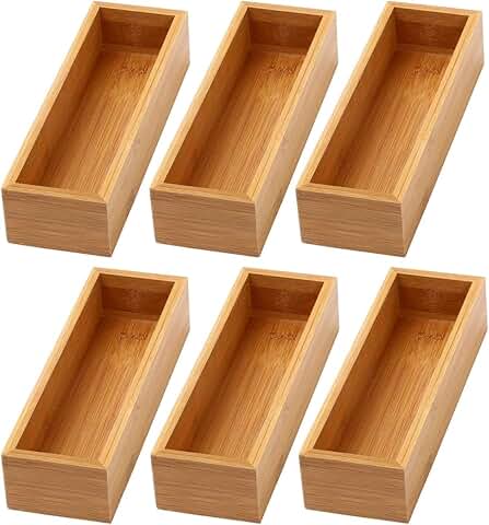 Bamboo Drawer Organizer Set for Kitchen and More