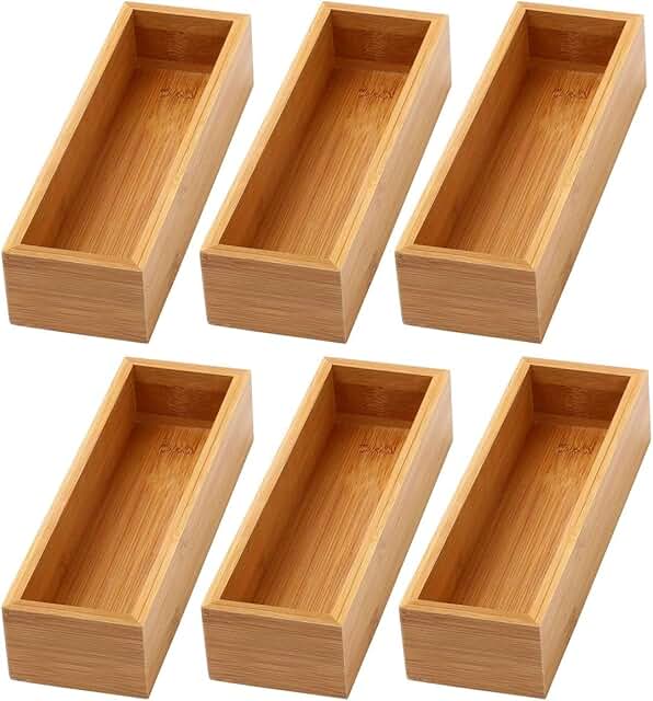 Bamboo Drawer Organizer Set for Kitchen and More