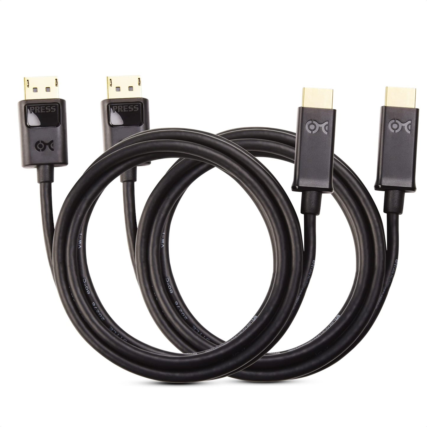 2-Pack Unidirectional DisplayPort to HDMI Adapter Cable (DP to HDMI) 6 Feet