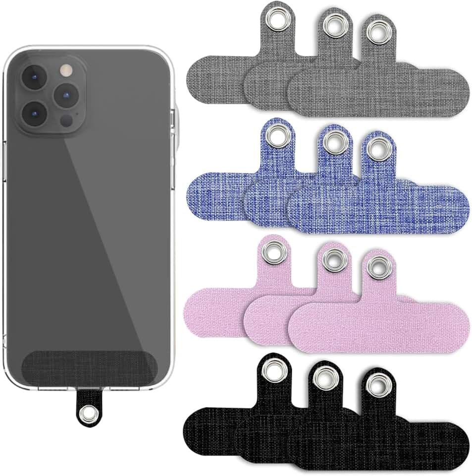 12 Pack Canvas Phone Tether Tabs with Metal Rings