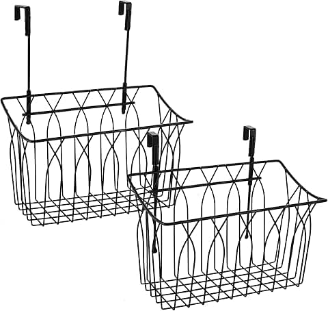 2 Pack Metal Hanging Storage Baskets for Kitchen Organizing