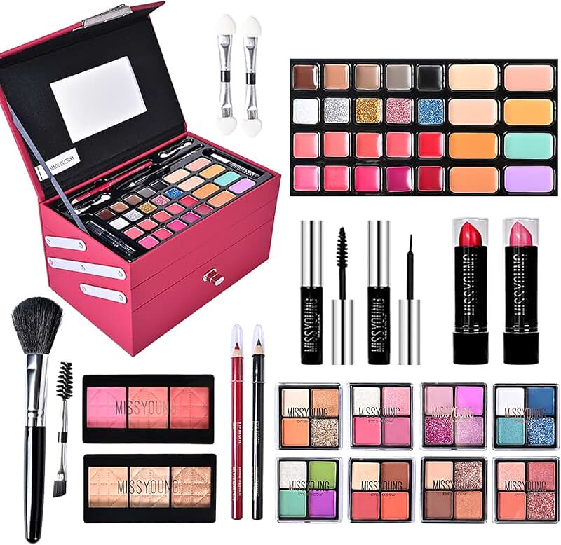 All-in-One Makeup Kit for Women with Eyeshadow, Lipstick, Blush, and More
