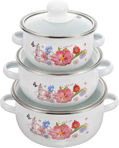 3-Piece Vintage Cooking Pot Set with Handles