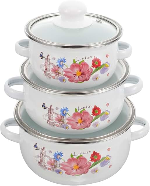 3-Piece Vintage Cooking Pot Set with Handles