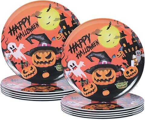 10-Inch Halloween Melamine Dinner Plates, 12-Pack