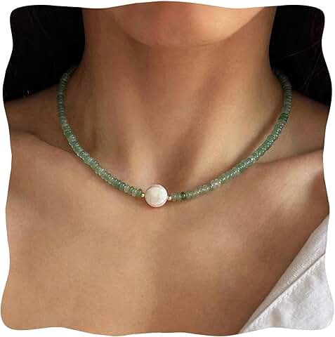 Green Aventurine and Pearl Beaded Necklace