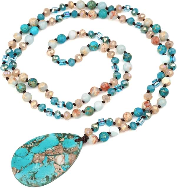 Boho Waterdrop Turquoise Pendant Necklace for Women