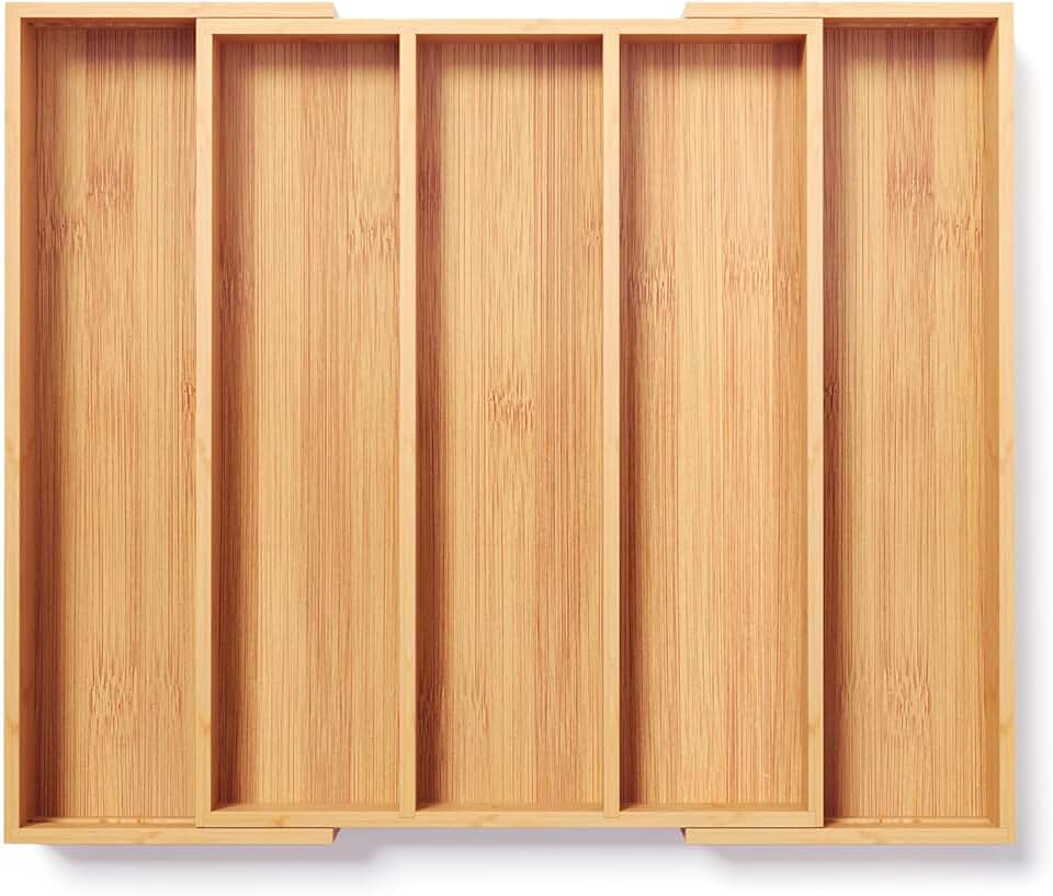 Adjustable Bamboo Silverware Drawer Organizer