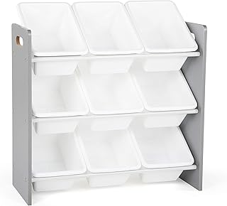 9-Bin Toy Organizer with White Bins and 3 Tiers