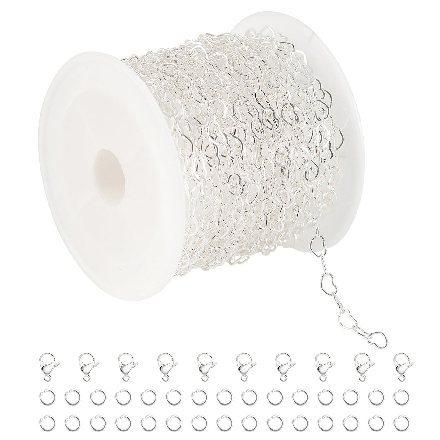 Silver Heart Necklace Chain Bulk for Jewelry Making