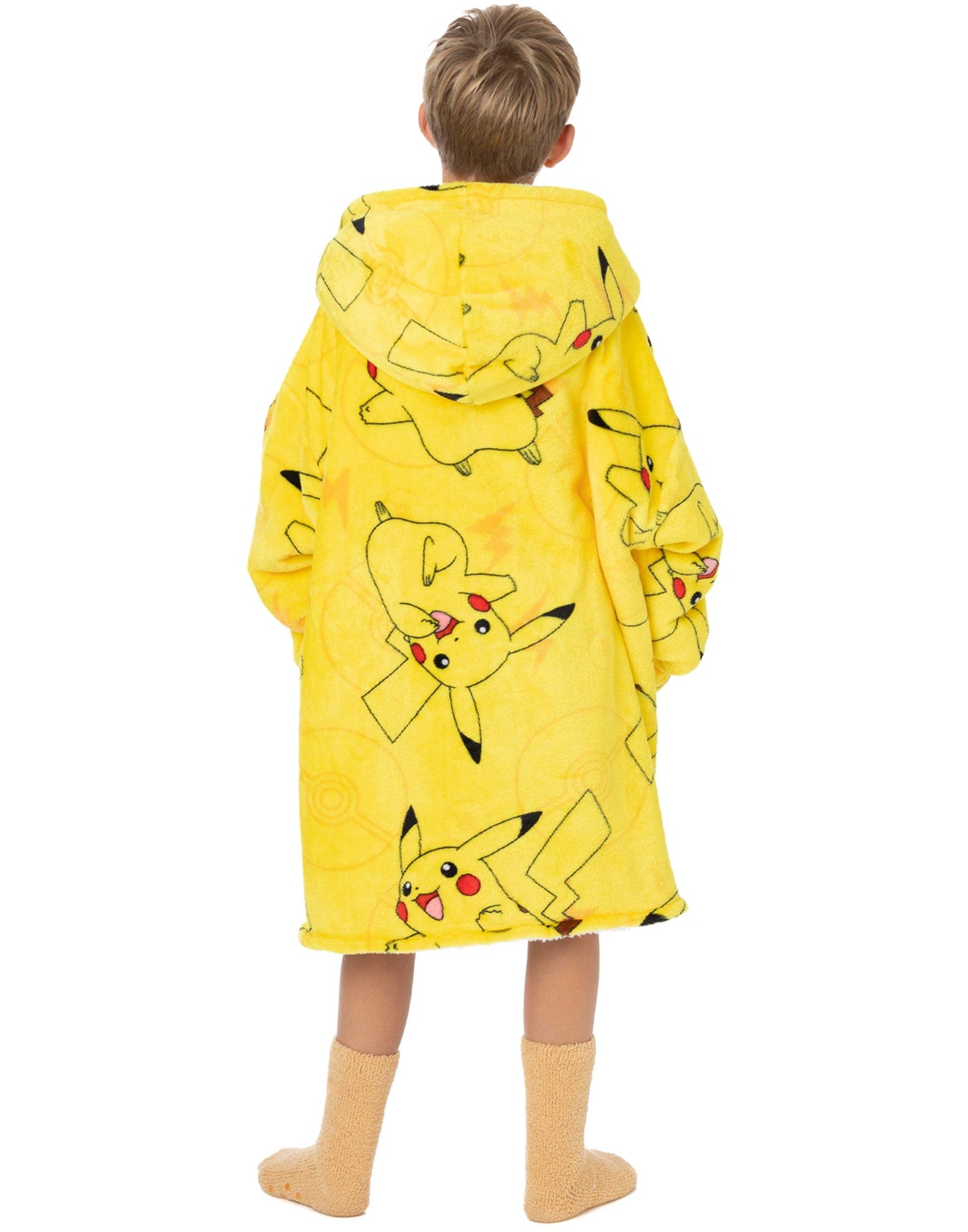 Pikachu Vuddie Oversized Blanket Hoodie Kids Boys Girls Yellow Fleece