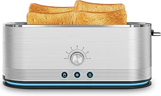 4-Slice Toaster with 7 Browning Settings and Removable Crumb Tray