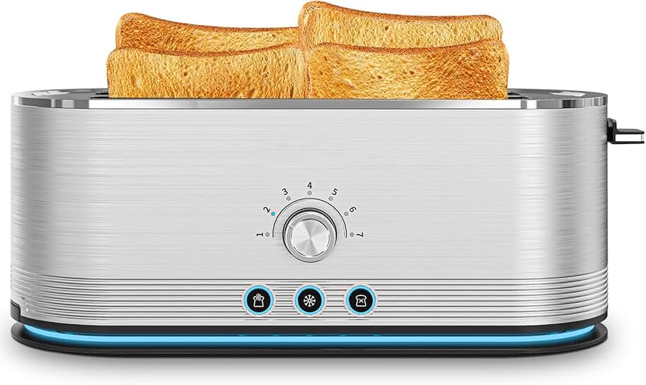 4-Slice Toaster with 7 Browning Settings and Removable Crumb Tray