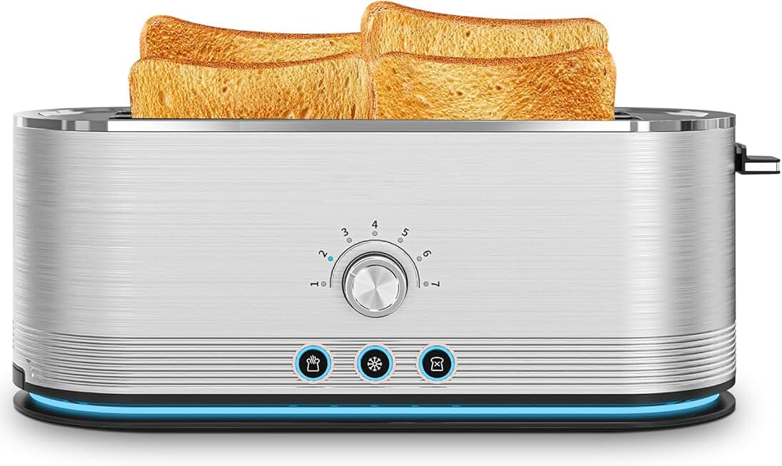 4-Slice Toaster with 7 Browning Settings and Removable Crumb Tray