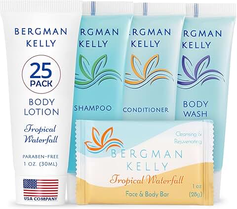 Tropical Waterfall Hotel Toiletries Set, 125 Pieces