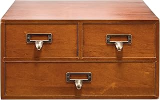 Vintage wooden desktop cabinet with 3 drawers