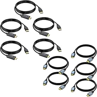5-Pack 10ft 4K HDMI and 6ft DisplayPort to HDMI Cables
