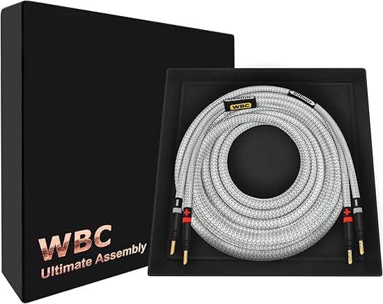 5 Foot 8 AWG OFC Speaker Cable with Gold Banana Plugs