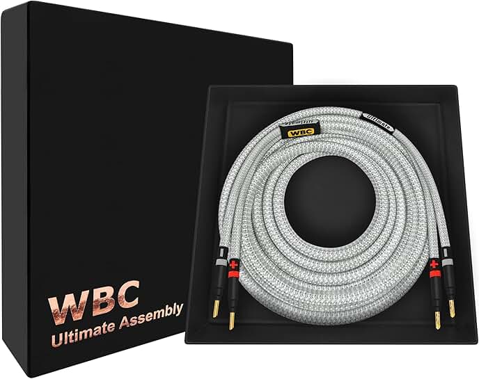5 Foot 8 AWG OFC Speaker Cable with Gold Banana Plugs