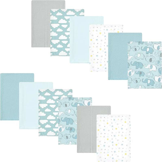 Blue Elephant Flannel Burp Cloths Pack