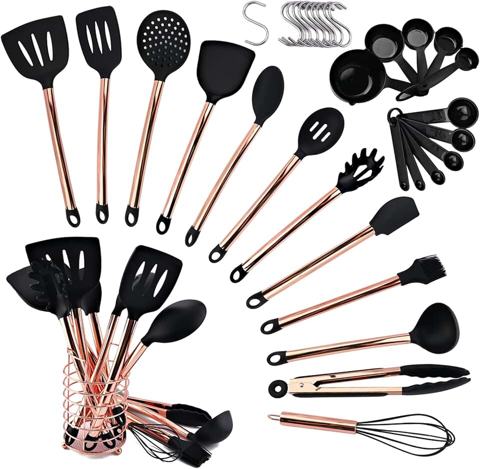 16-Piece Silicone Cooking Utensil Set with Measuring Cups