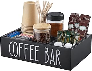 Wood Coffee Station Organizer with Removable Dividers