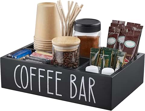 Wood Coffee Station Organizer with Removable Dividers