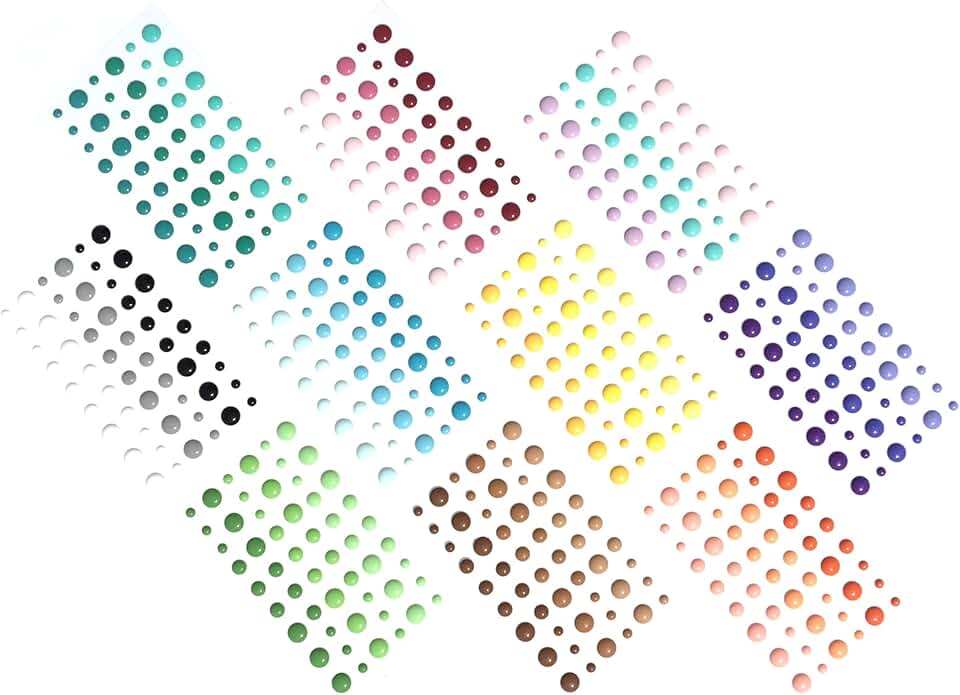 Set of 54 Assorted Color Self-Adhesive Enamel Dots