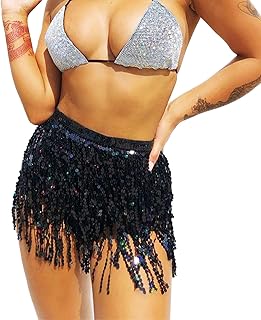 Women’s Rave Fringe Hip Scarf with Sequin Tassels